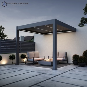 Pérgola con Techo Corredizo <span class=keywords><strong>para</strong></span> Exteriores, Gazebo, Cobertizo de Jardín, Toldo <span class=keywords><strong>para</strong></span> Protección Solar, Pérgola Eléctrica con Techo Corredizo de 3x3m, Creación <span class=keywords><strong>para</strong></span> Exteriores - Product Image 3