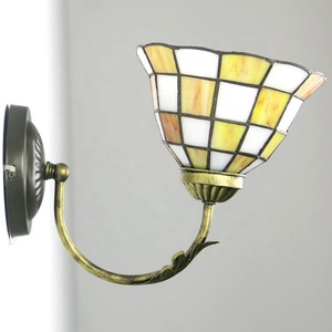 LongHuiJing tiffany Lamps Corridor Sconce Lamp Baroque White Blue Antique Brass Gird Patterned <b>Light</b> Decorative Lamps - Product Image 3