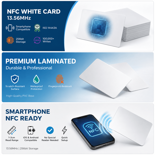 Inkjet Printing ISO14443A RFID 13.56mhz NFC Inkjet PVC Smart White Cards