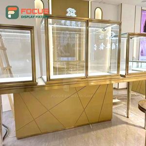 Vitrine à bijoux murale de luxe avec dessus en verre, comptoir à bijoux en bois, éclairage LED moderne, présentoir à bijoux pour mur - Product Image 5