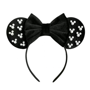 عصابة شعر مخملية عصرية مرصعة باللؤلؤ على شكل فأر ربطة رأس ربطة شعر للنساء لحفلات أعياد الميلاد زينة للأطفال إكسسوارات شعر للرحلات والحدائق - Product Image 1