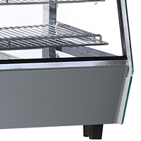 Vitrine Chauffante Électrique de Comptoir pour Pain, Pizza, Poulet et Saucisses avec 3 Étagères et Portes Coulissantes ETL, CE
