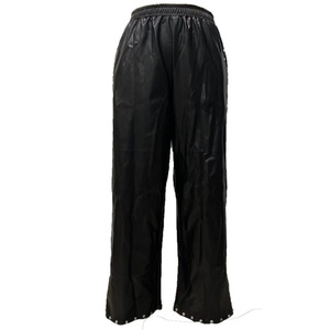 Pantaloni Larghi Casual da Donna Autunno/Inverno in <span class=keywords><strong>Pelle</strong></span> PU con Tasche e Strass, Tinta Unita, Stile Sehe Fashion - Product Image 4