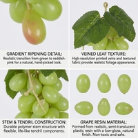 Productie Groothandel Groene Kunstmatige Druiven Kunstfruit Plastic Fruit PVC Druiven voor Decoratie