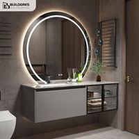 Buildgres Coiffeuse de salle de bain haut de gamme de haute qualité Garniture en or mat naturel Coiffeuse de salle de bain