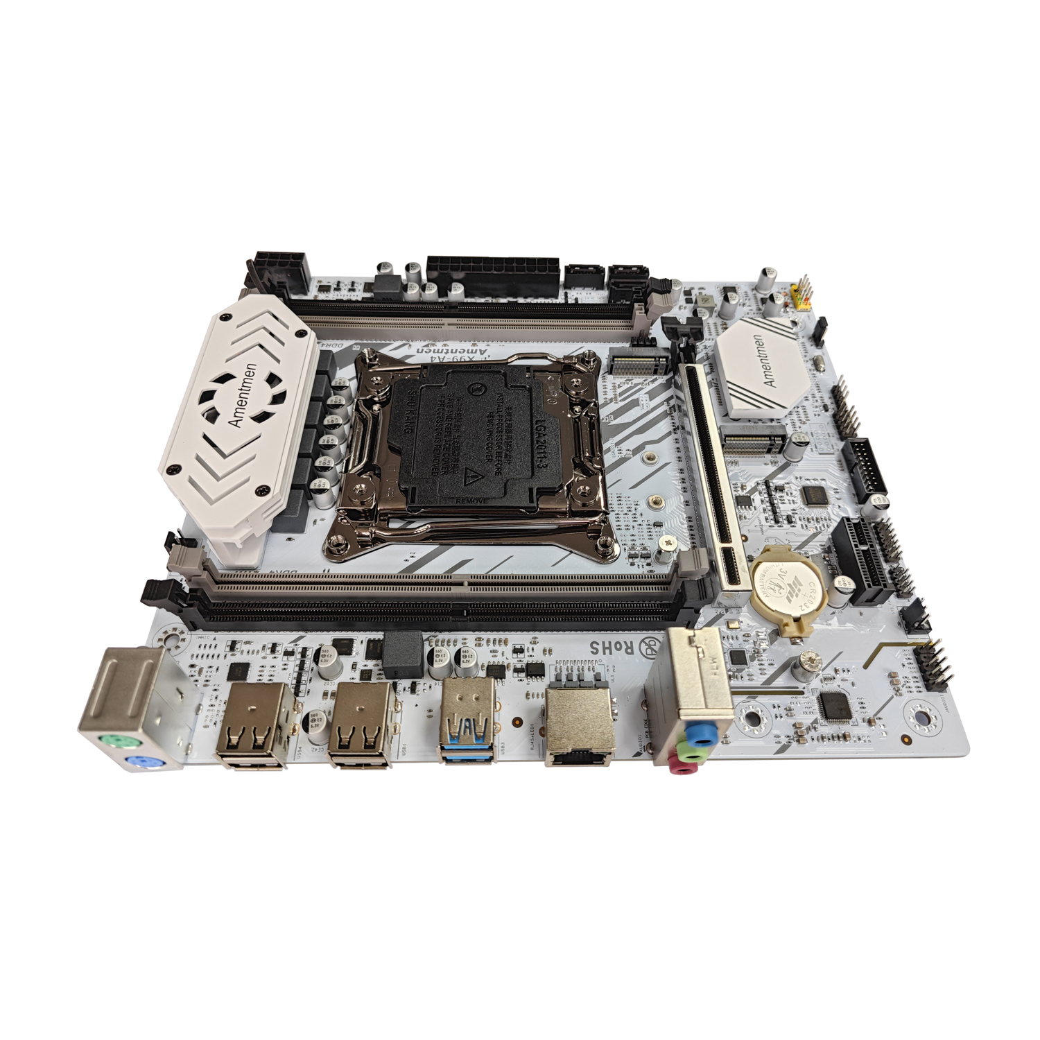Amentmen X99 A4 White DDR4 M-ATX Motherboard with TPM 2.0 & Wi-Fi Slot