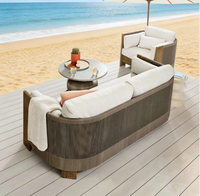 Ensemble de meubles d'extérieur en teck et rotin tressé, anti-corrosion, imperméable, durable, pour hôtel, villa, jardin, design moderne, effet vieilli