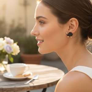 Sheep Design Round Cut <b>Black</b> Zircon Stone <b>Stud</b> <b>Earrings</b> 925 Silver Sterling Jewelry <b>Earrings</b> - Product Image 2