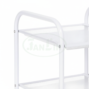 Compact Movable Three-Layer Metal Mesh <b>Storage</b> <b>Trolley</b> <b>with</b> Wheels Modern Minimalist Kitchen Utility Cart - Product Image 1