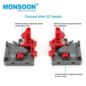 3 Folds Triple Extension Concealed Drawer Slide Heavy Duty Side Mount Soft Close Drawer Slides With Handles - Product Image 4