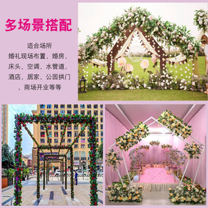 Guirlandes de roses artificielles 100cm 200cm, fleurs en soie pour mariage, décoration murale florale, accessoire réutilisable - Product Image 5