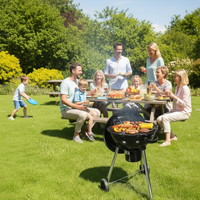 Barbecue au charbon de bois moderne en fer pour cuisine extérieure avec télécommande, idéal pour jardin, patio, camping – Facile à utiliser et à nettoyer
