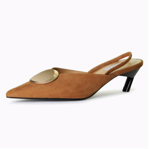 <span class=keywords><strong>Sandali</strong></span> con <span class=keywords><strong>tacco</strong></span> <span class=keywords><strong>medio</strong></span> in stile francese da <span class=keywords><strong>donna</strong></span> in vera pelle a punta piccole scarpe Muller stile profumato con cinturini posteriori scarpe in pelle scamosciata - Product Image 3