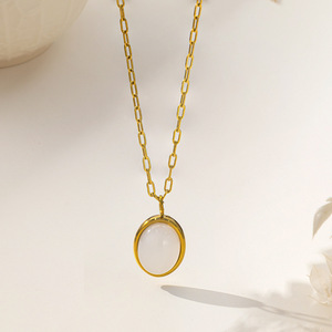 Collar de Moda Lujoso y Retro para Mujer con Colgante de Ojo de Gato y Piedras, Collar de Acero Inoxidable con Baño de Oro de 18K PVD - Product Image 2