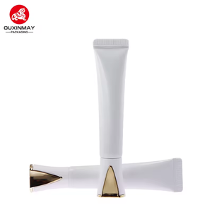 Envase reciclable BB Cream Tubes PE blanco con punta de boquilla larga Tapa dorada para protector solar Lápiz labial Loción Máscara Cosméticos - Product Image 5