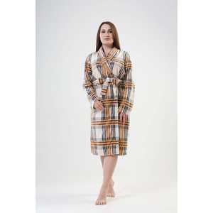 Clásico Bata de Franela para Mujer, Manga Larga, Suave, a Cuadros Marrones, Ropa de Dormir - Product Image 4