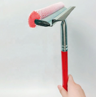 Nettoyeur de vitres double face - Manche rouge + éponge nid d'abeille et raclette en caoutchouc, idéal pour le nettoyage des vitres de la maison, de la voiture et de la salle de bain