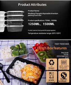 Disposable PP Plastic Takeaway Packaging Food Containers Rectangular Bento Tableware Lunch Box With <b>Lid</b> - Product Image 3