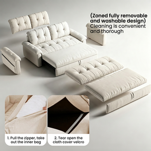 Nouvelle arrivée : Canapé-<span class=keywords><strong>lit</strong></span> convertible <span class=keywords><strong>2</strong></span> <span class=keywords><strong>en</strong></span> 1, style crème, pliable, multifonctionnel, taille simple ou <span class=keywords><strong>double</strong></span>, idéal pour les petits salons - Product Image 3