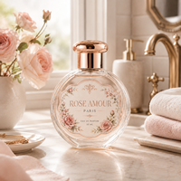 Étiquettes personnalisées de luxe pour flacons de parfum, autocollants d'emballage cosmétique floral, étiquettes adhésives avec logo or rose pour marque privée