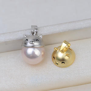 Accessoire de pendentif en argent S925 à faire soi-même, petit collier pour bébé à tête de cochon avec 10-11 perles et fournitures de perlage en agate de jade - Product Image 2