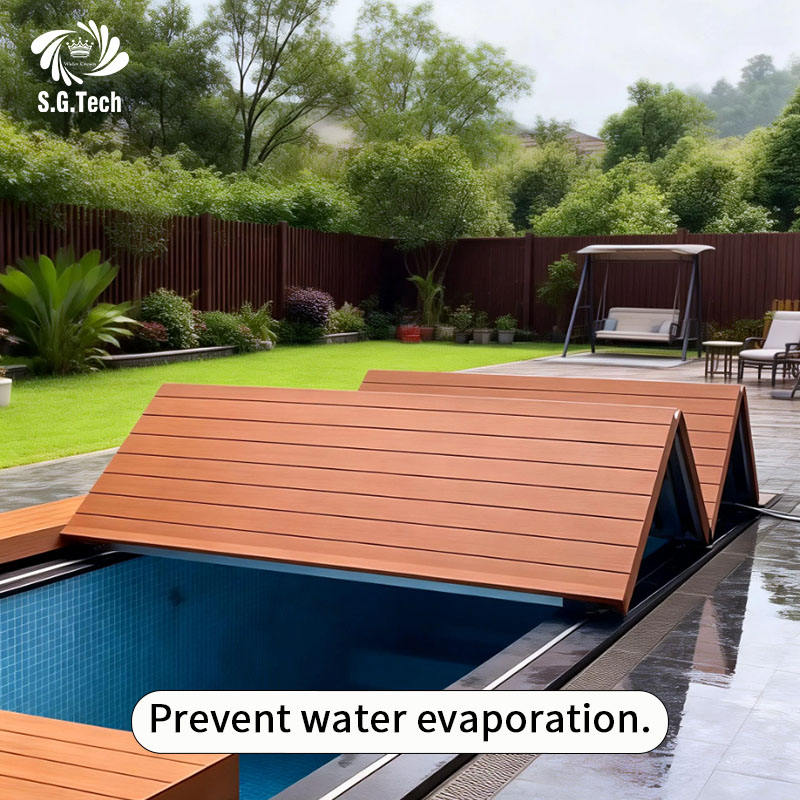Pool Deck Types Water Crown Automatic Folding Pool Cover Hydraulic WPC Deck Safety ...