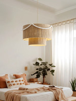 Lampe suspendue en corde de coton naturel personnalisée 2026, lampe de plafond en rotin, abat-jour tissé à la main, lampes décoratives