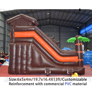 Gorila de castillo inflable inspirado en fiestas para niños con tobogán de salto hinchable y diseño de Barco Pirata - Product Image 4