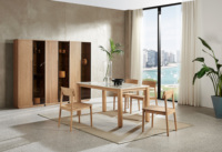 Meuble de rangement haut en bois massif à 5 niveaux pour vin et bar, servant également de buffet et de placard de rangement pour salon