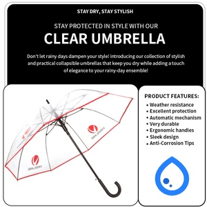 Wholesale Clear Anti-Theft UV Protected Straight Umbrella with Manual Control Secure Hook Handle and Hanging Feature - Product Image 6