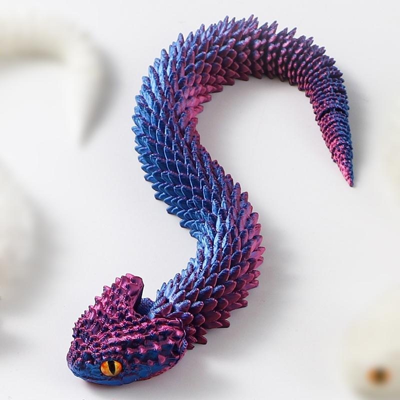 Serpent à bouche ouverte rouge et bleu de 25 cm