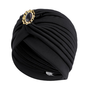 Chapeau ethnique <span class=keywords><strong>africain</strong></span> respirant en polyester uni pour femmes, hijab musulman, bandanas, foulard arabe, turbans, bonnets personnalisés avec logo, mode - Product Image 4