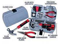 Kit d'outils compact et portable pour bricolage avec étui de rangement, kit de réparation domestique comprenant un marteau, des embouts de tournevis et des pinces