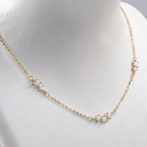 Collier en opale pour femme, plusieurs brins, ras du cou, bijoux en or jaune 14k, <span class=keywords><strong>pierre</strong></span> <span class=keywords><strong>de</strong></span> <span class=keywords><strong>naissance</strong></span>, cadeau pour elle - Product Image 4