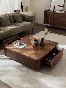 Mesa <span class=keywords><strong>de</strong></span> <span class=keywords><strong>Centro</strong></span> <span class=keywords><strong>de</strong></span> Madera <span class=keywords><strong>de</strong></span> Diseño Clásico Retro, Moderna y Lujosa, Cuadrada, <span class=keywords><strong>de</strong></span> Nogal, <span class=keywords><strong>para</strong></span> <span class=keywords><strong>Sala</strong></span> <span class=keywords><strong>de</strong></span> Estar - Product Image 2