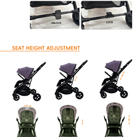 Poussette bébé pliable compacte 2 en 1, MOQ 1, en aluminium, réversible, pour les courses quotidiennes, les activités de marche en extérieur