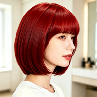 Perruque courte bob multicolore vibrante à franges plates, idéale pour le cosplay, Halloween, le carnaval et les soirées déguisées – Meilleure vente