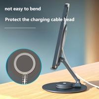 Support de téléphone portable pliable rotatif en alliage d'aluminium, support magnétique de bureau portable avec charge sans fil, compatible iPad