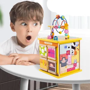 Giocattolo educativo di nuovo Design giocattolo giocattolo magnetico Puzzle scatola di attività in legno cubo per i bambini