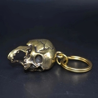 Nouveauté 2026 : Bijoux Punk Halloween, Porte-clés Gothiques pour Hommes, Porte-clés Tête de Squelette Craquelée en Laiton Antique Vintage