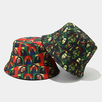 Sombrero de Pescador con Estampado Digital de Doble Cara, Estilo Hip Hop, Jamaica, Reggae, Bob Marley, Rasta