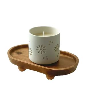 Wooden Oval <b>Tray</b> With Legs Solid Wood <b>Storage</b> <b>Tray</b> For Home Decor Bedroom Jewelry Key Holder Fragrance Diffuser Stand - Product Image 5