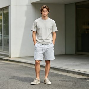 Shorts amples en molleton de coton pour hommes, coupe large, personnalisables avec logo, 420 g/m², style décontracté, vêtements pour hommes - Product Image 5