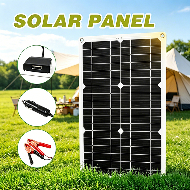 ALECTER 20W Flexible Bendable Monocrystalline Solar Panels High Efficiency PV Charger 12V Waterproof Battery Boat RV Camping