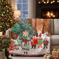 Couverture de canapé de Noël personnalisée en coton/polyester jacquard tissé, couverture de camping extérieure personnalisée, vente directe d'usine