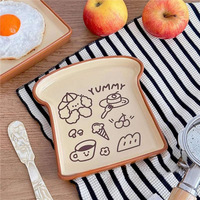 Wegwerp Cartoon Dessert Fruit Diner Bord Schattige Puppy Illustratie Brood Keramisch Koreaans Creatief Feest Gebruik