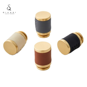 Qiansi HK0455 pegangan furnitur kulit silinder kenop kabinet kuningan untuk lemari dapur lemari laci kamar tidur kamar mandi Hotel - Product Image 1