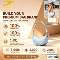 Sac Hobo Croissant Bleu Clair Tressé en Cuir PU pour Femme avec Bandoulière Torsadée – Sac à Main Quotidien Élégant
