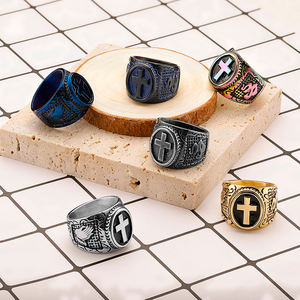 Le fabricant de bijoux chinois produit des bijoux à la mode en acier inoxydable 316L Logo Circular Rock Ring - Product Image 3