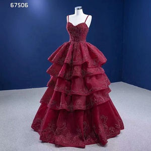 Rsm67506 <b>Red</b> Wedding Dress and Size Ladies Dresses Suspended Embroidered Cake Skirt Evening Dress - Product Image 1